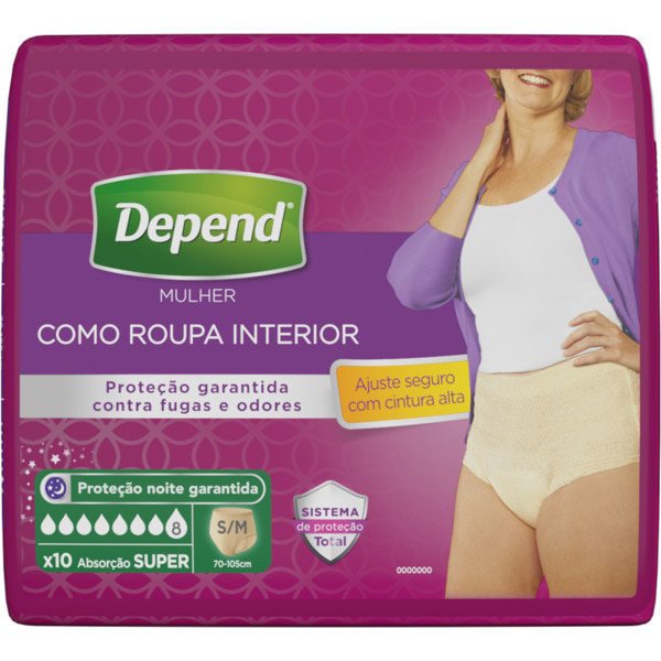 Imagem de Cueca Depend Super Mulher S/M 10 Unidades